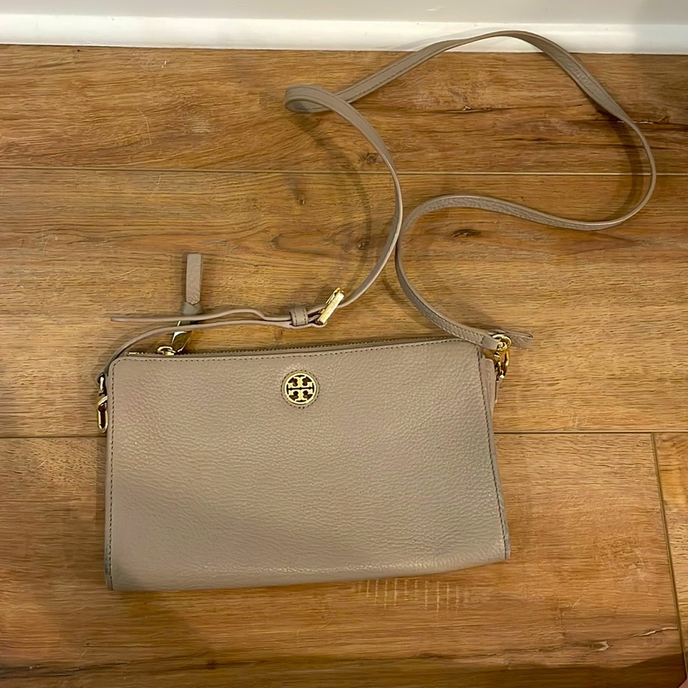 Grey Tan Tory Burch Crossbody